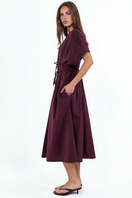 Casual V-Neck Midi Shirt Dress - Image 2