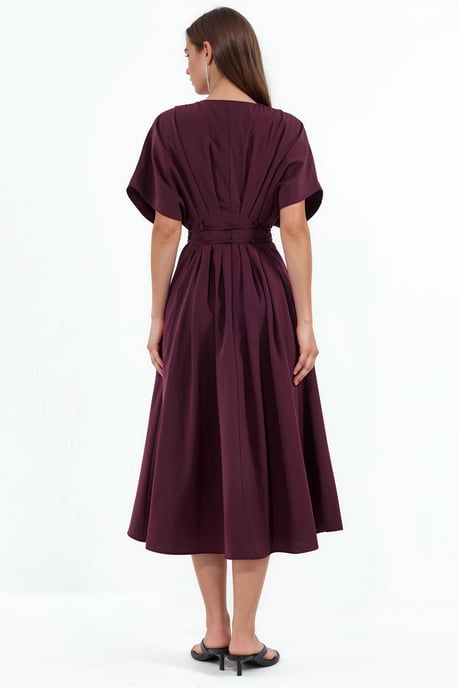 Casual V-Neck Midi Shirt Dress - Image 3