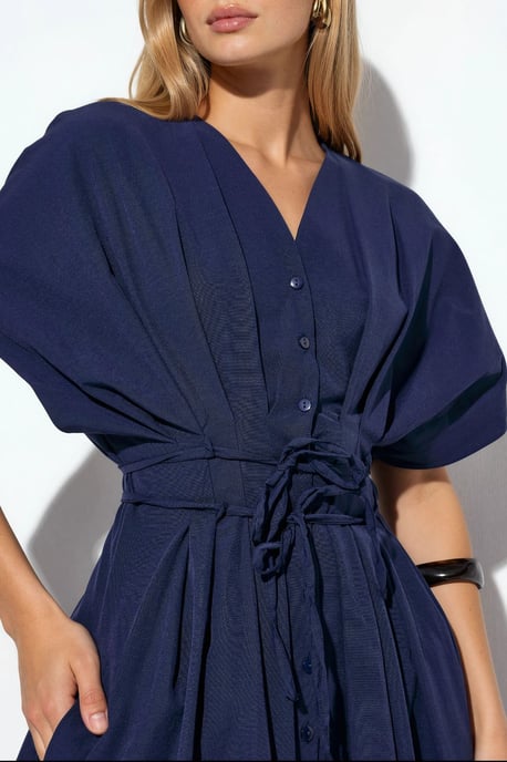 Casual V-hals Midi Shirtjurk - Image 4