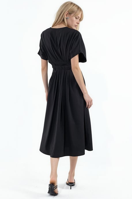 Casual V-Neck Midi Shirt Dress - Image 3