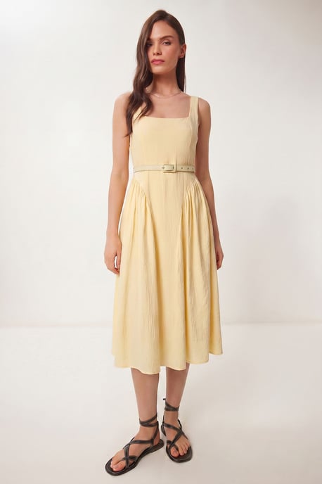 Belted Sleeveless Midi Dress - Image 1