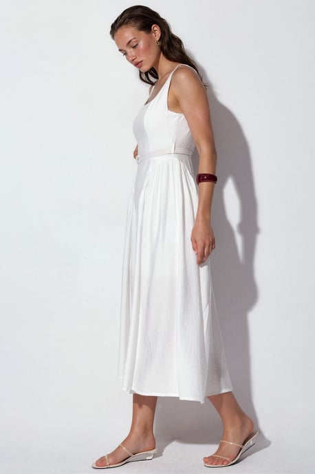 Square Collar Belted Midi Dress - Image 2