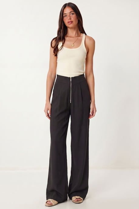High-Waist Wide-Leg Crepe Trousers - Image 2
