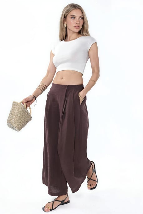 Wide Leg Palazzo Modal Pants - Image 2