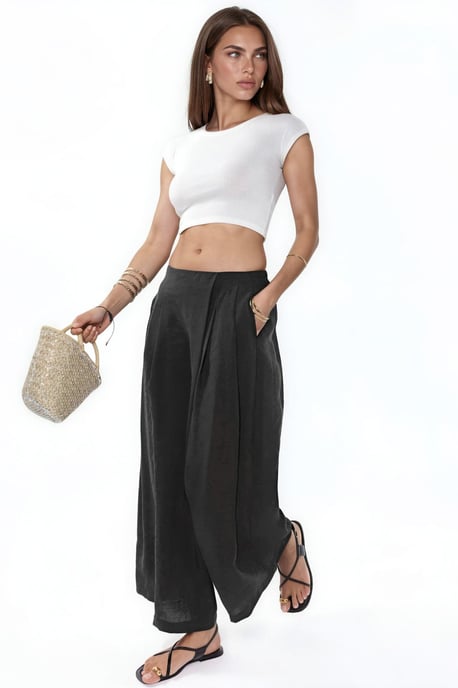 Wide Leg Palazzo Modal Pants - Image 2
