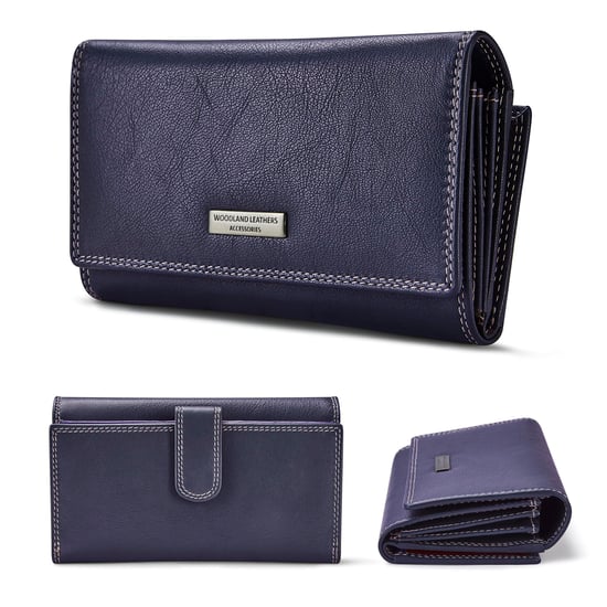 Women’s Genuine Leather RFID Purse Multi Card Wallet in Navy - Image 4