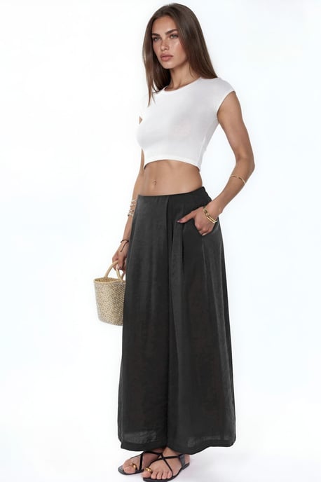 Wide Leg Palazzo Modal Pants - Image 4