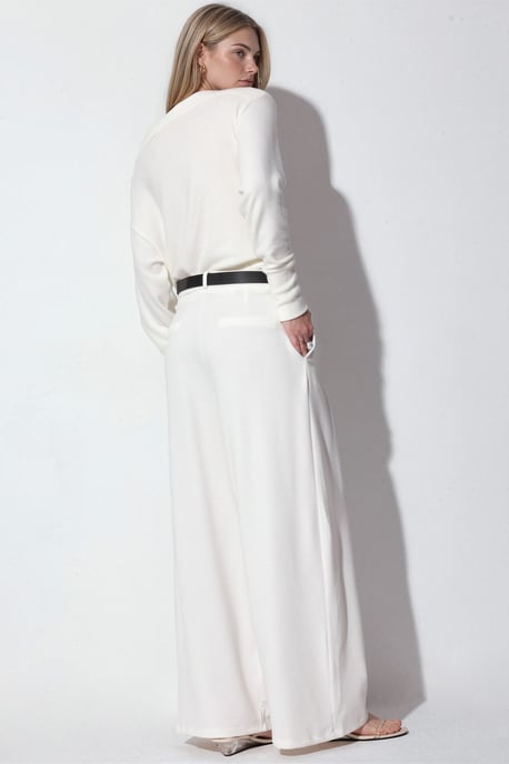 Hoge taille wijde crepe broek met riem - Image 3