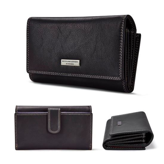 Women’s Genuine Leather RFID Purse Multi Card Wallet in Black - Image 4