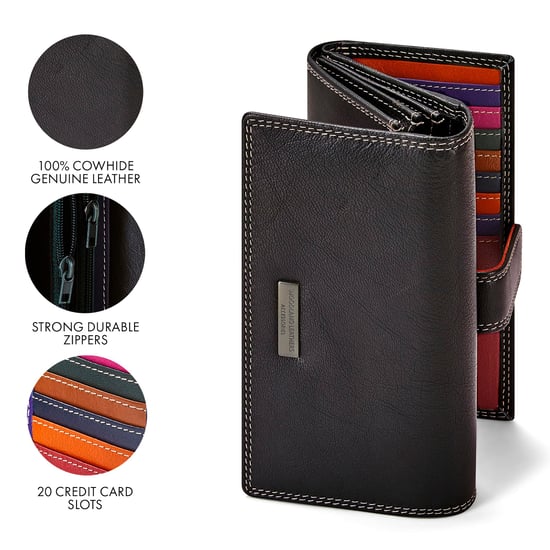 Women’s Genuine Leather RFID Purse Multi Card Wallet in Black - Image 5