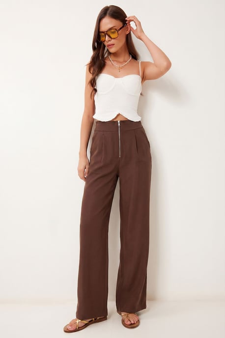 High-Waist Wide-Leg Crepe Trousers - Image 2