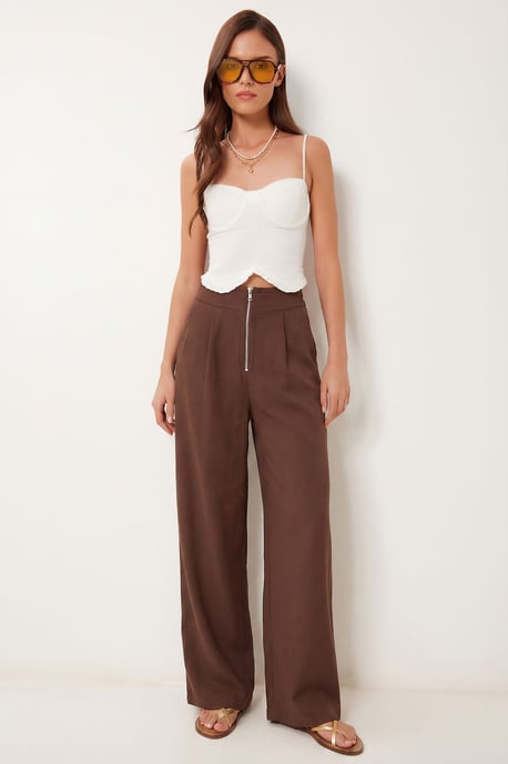High-Waist Wide-Leg Crepe Trousers - Image 3