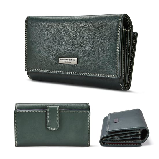 Women’s Genuine Leather RFID Purse Multi Card Wallet in Green - Image 4