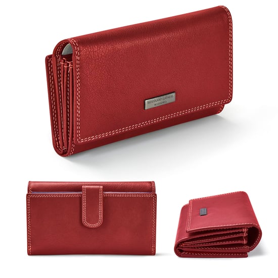 Women’s Genuine Leather RFID Purse Multi Card Wallet in Red - Image 4
