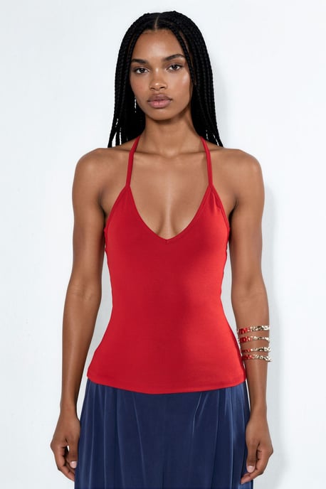 Slim Fit Halterneck Jersey Blouse - Image 5