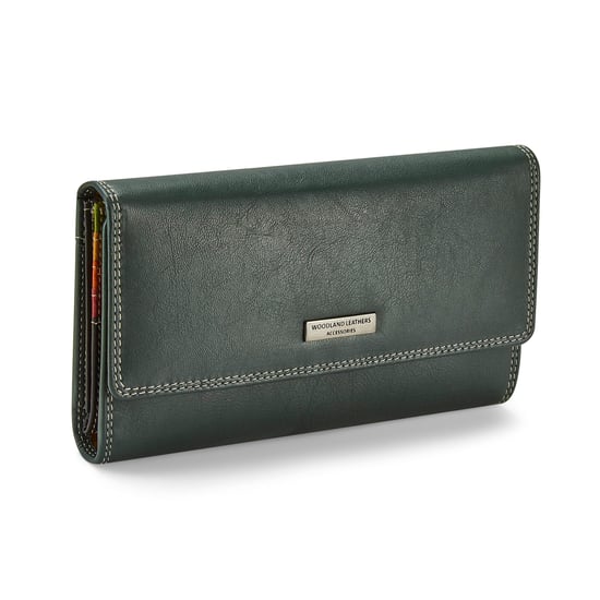 Women’s Genuine Leather Purse Multi Card RFID Wallet in Green - Image 1