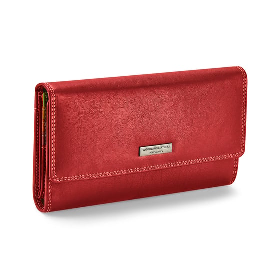 Women’s Genuine Leather Purse Multi Card RFID Wallet in Red - Image 1