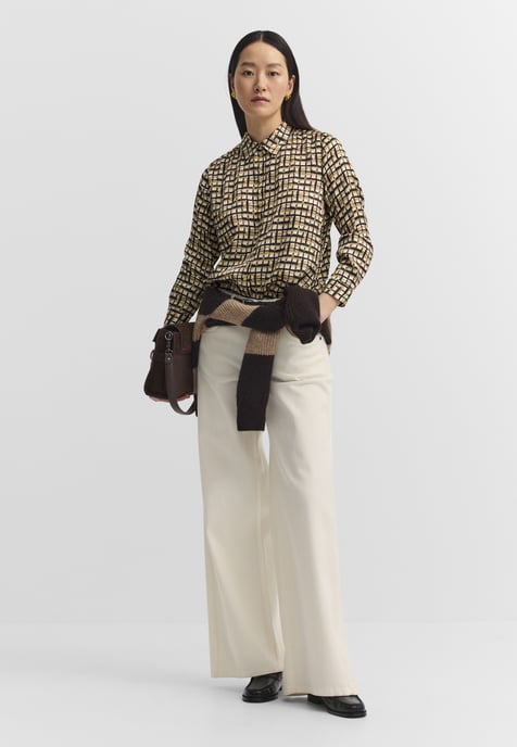 Bugatti Damen Blouse van viscose met overhemdkraag en grafisch patroon - Image 3