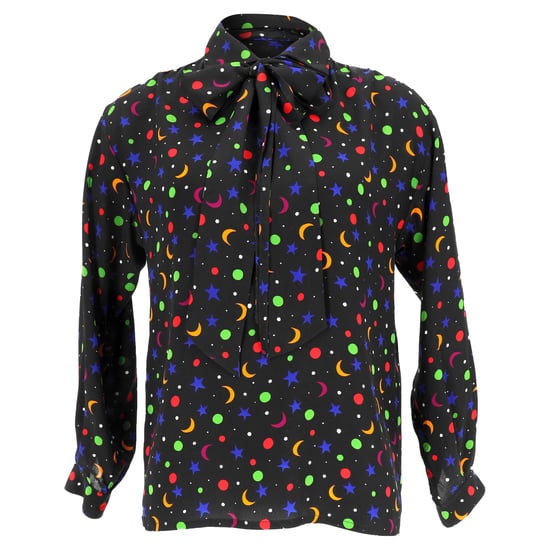 Saint Laurent blouse met kosmische print uit de lente/zomercollectie van 1979 in zwarte zijde - Image 1