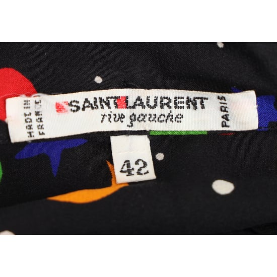 Saint Laurent blouse met kosmische print uit de lente/zomercollectie van 1979 in zwarte zijde - Image 4
