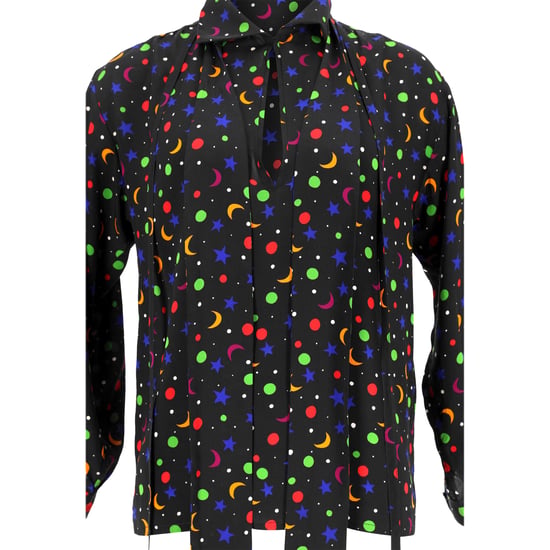 Saint Laurent blouse met kosmische print uit de lente/zomercollectie van 1979 in zwarte zijde - Image 5