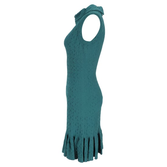 Alaïa Jacquard Miniklänning Med Hock Neck I Blågrön Viskos - Image 2