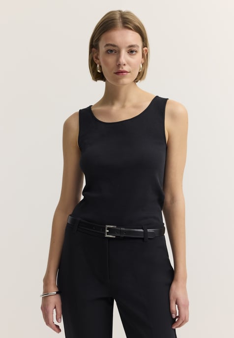 Bugatti Damen Top van katoen-stretch met ribbelpatroon - Image 1