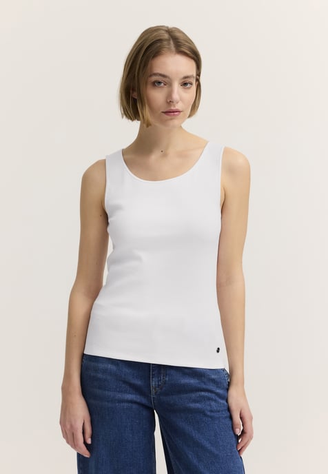 Bugatti Damen Top van katoen-stretch met ribbelpatroon - Image 1