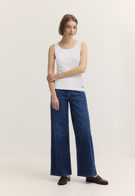Bugatti Damen Top van katoen-stretch met ribbelpatroon - Image 4