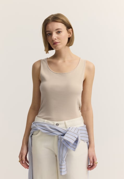 Bugatti Damen Top van katoen-stretch met ribbelpatroon - Image 1