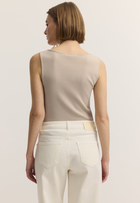 Bugatti Damen Top van katoen-stretch met ribbelpatroon - Image 2