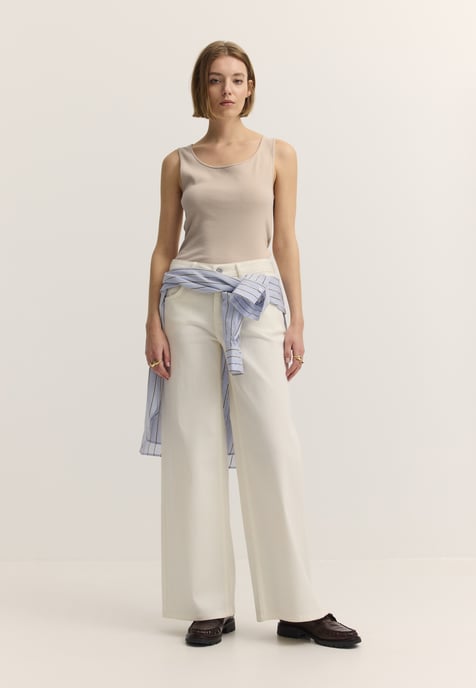 Bugatti Damen Top van katoen-stretch met ribbelpatroon - Image 4