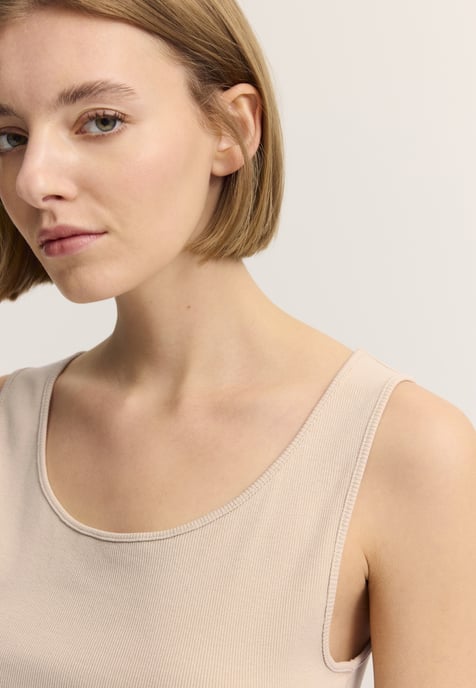 Bugatti Damen Top van katoen-stretch met ribbelpatroon - Image 5