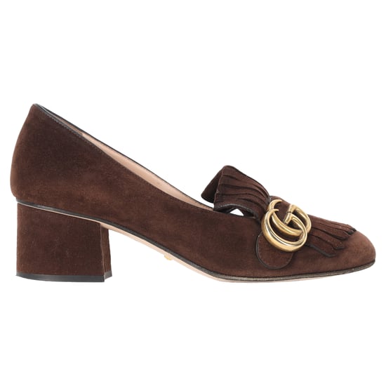 Gucci Marmont Loafer Mid-Heel Pumps in Brown Suede - Image 1