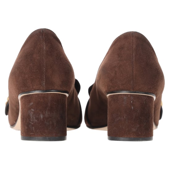 Gucci Marmont Loafer Mid-Heel Pumps in Brown Suede - Image 3