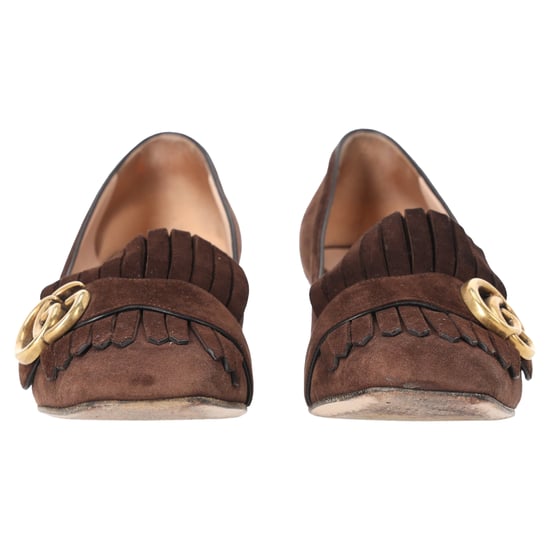 Gucci Marmont Loafer Mid-Heel Pumps in Brown Suede - Image 4