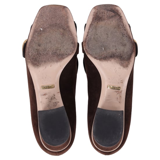 Gucci Marmont Loafer Mid-Heel Pumps in Brown Suede - Image 6