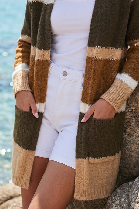 Colour Block Longline Knit Cardigan - Image 4