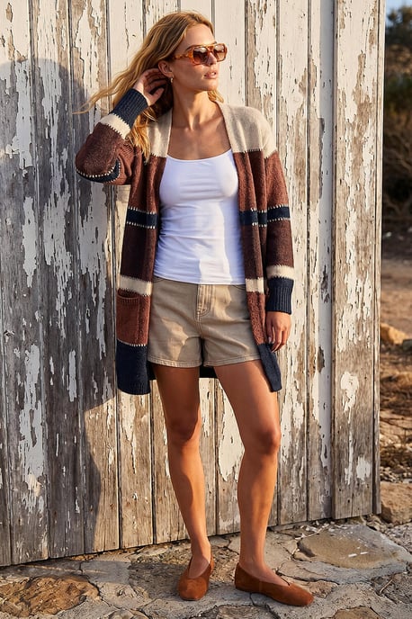 Colour Block Longline Knit Cardigan - Image 2