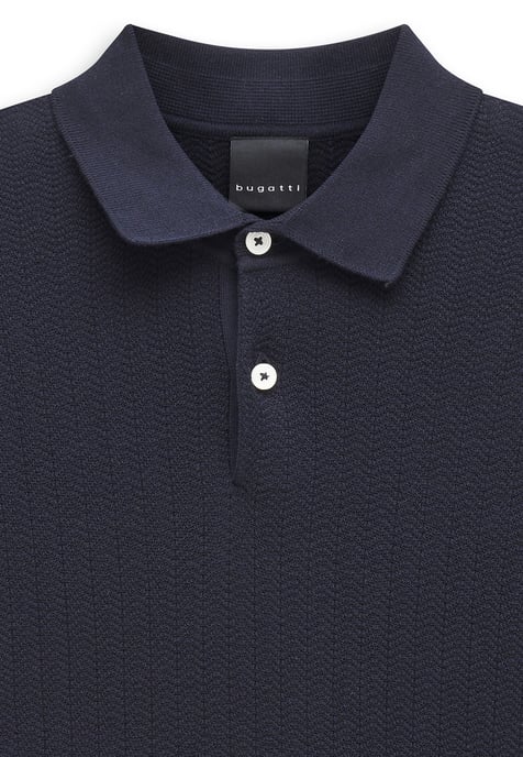 Bugatti Herren Gebreid poloshirt met korte mouwen, katoen, polokraag - Image 3