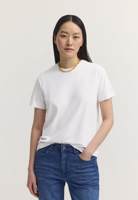 Bugatti Damen T-shirt van katoen-stretch met ronde hals - Image 1