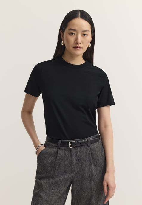 Bugatti Damen T-shirt van katoen-stretch met ronde hals - Image 1