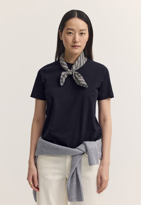 Bugatti Damen T-shirt van katoen-stretch met ronde hals - Image 1