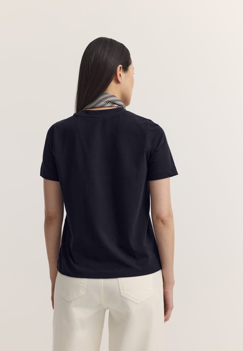 Bugatti Damen T-shirt van katoen-stretch met ronde hals - Image 2