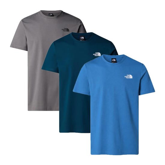 3 Pack The North Face Men’s Short Sleeve Redbox Celebration T-Shirt Grey/Navy/Blue - Image 1