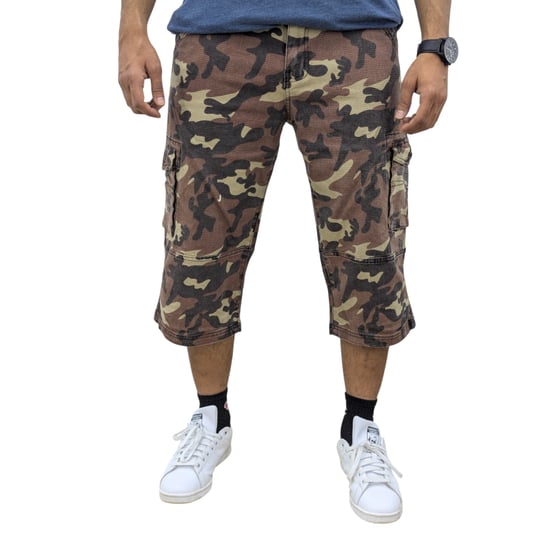 Mens Cargo Shorts Chino Pants 3/4 Camouflage Multi Pocket Long Three Quarter New - Image 2