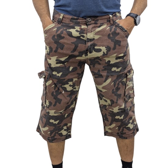 Mens Cargo Shorts Chino Pants 3/4 Camouflage Multi Pocket Long Three Quarter New - Image 5