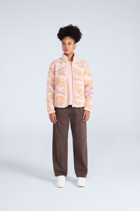 'Hennie' Women's Printed Borg Jacket with Pockets Warm Everyday Coat Pink - Image 3