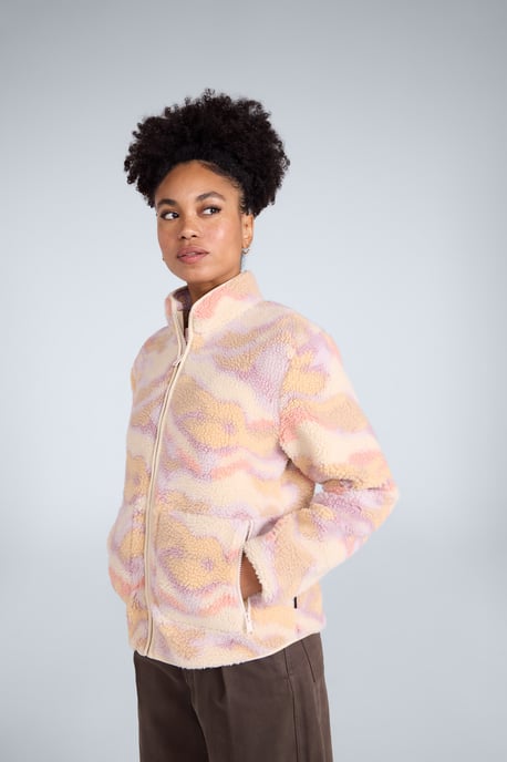 'Hennie' Women's Printed Borg Jacket with Pockets Warm Everyday Coat Pink - Image 4