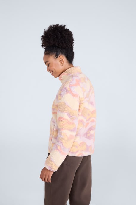 'Hennie' Women's Printed Borg Jacket with Pockets Warm Everyday Coat Pink - Image 5